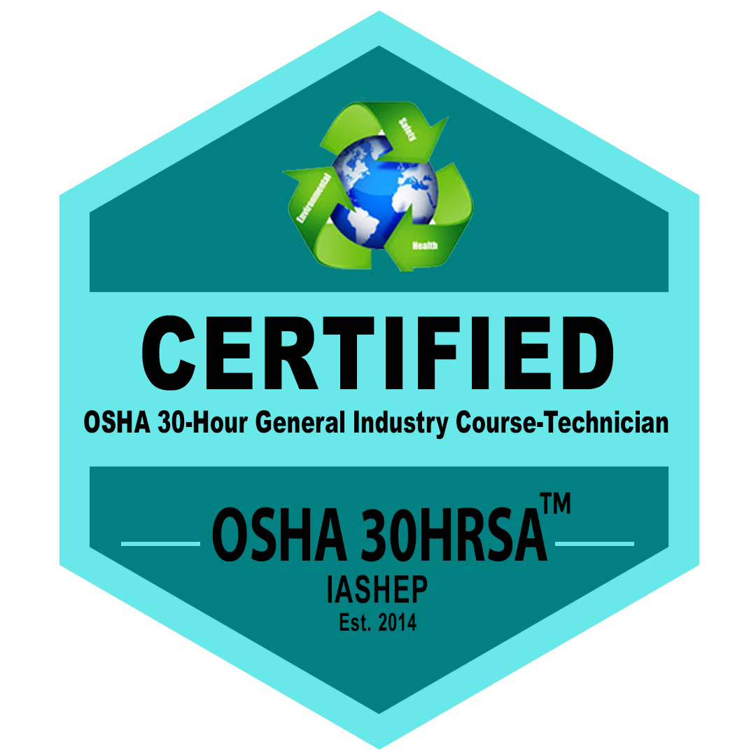 IASHEP Certified General Industry - 30 Hours (OSHA 30HRS) Badge